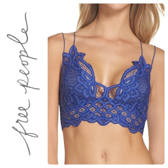 New Free People Blue Adella Lace Bralette - Picture 3 of 8